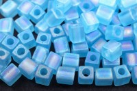 Бисер японский Miyuki Cube кубический 4мм #0148FR вода, матовый радужный прозрачный, 10 грамм