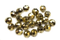 Бусины граненые Firepolish 8мм, отверстие 1мм, цвет 00030/26440 Crystal/Amber Full, 716-012, 25шт