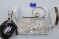 Набор фурнитуры для бижутерии и создания украшений, с инструментами, цвет серебро, 01-01-12, 1уп