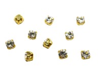 Шатоны Preciosa Maxima 3,2мм в оправе, цвет crystal DF/gold, 63-214, 10шт