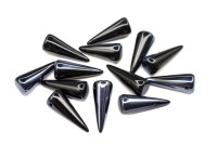 Бусины Spike beads 17х7мм, отверстие 0,8мм, цвет 23980/23701 черный/синий, 757-011, 10г (около 13шт)