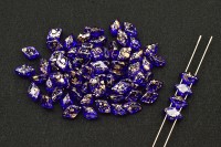 Бусины GemDuo 8х5мм, отверстие 0,8мм, цвет 30090/94401 кобальт, золотые брызги, 709-142, 10г (около 62шт)