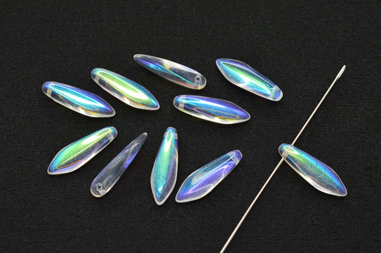 Бусины Dagger beads 16х5мм, отверстие 0,8мм, цвет 00030/28701 хрусталь AB, 736-138, 10шт Бусины Dagger beads 16х5мм, отверстие 0,8мм, цвет 00030/28701 хрусталь AB, 736-138, 10шт