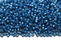Бисер японский MIYUKI круглый 11/0 #0648 синий джинс, алебастр/серебряная линия внутри, 10 грамм
