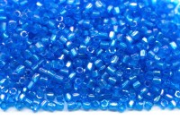 Бисер чешский PRECIOSA Богемский граненый, рубка 9/0 61150 голубой прозрачный радужный, ~10 грамм