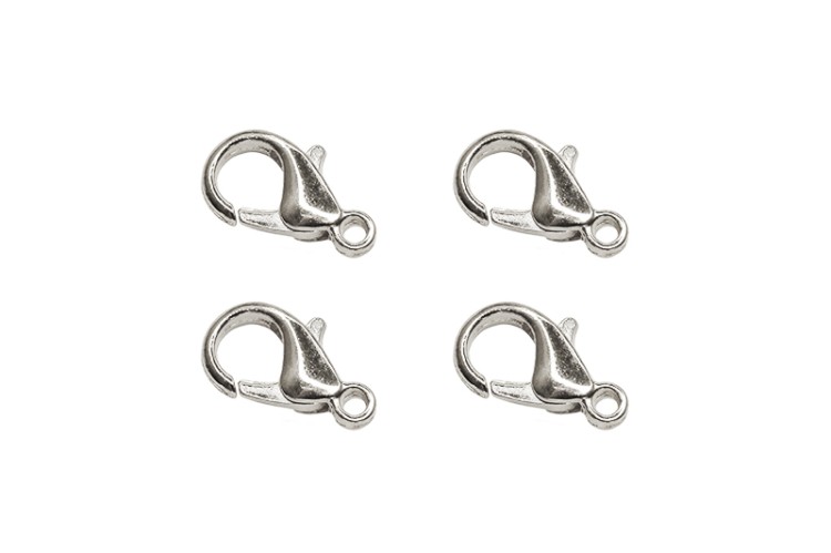 Замок-карабин 12х6мм, отверстие 1,5мм, цвет серебро, сплав металлов, 07-003, 4шт Замок-карабин 12х6мм, отверстие 1,5мм, цвет серебро, сплав металлов, 07-003, 4шт