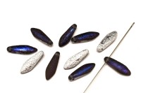 Бусины Dagger beads 16х5мм, отверстие 0,8мм, цвет 00030/29686 Crystal/Bermuda Blue, Etched, 736-081, 10шт