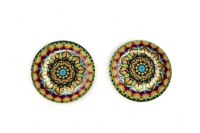 Кабошон стеклянный круглый с принтом Мозаика 25х7мм, цвет разноцветный, 2030-010, 1шт