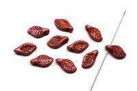 Бусина Листочек 12х6х3мм, цвет 02010/65327 розовый, непрозрачная,735-159, 10шт