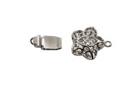 Замок-защелка Звезда 18х12х6мм, отверстие 2мм, цвет платина, латунь, 06-046, 1шт