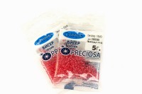 Бисер чешский PRECIOSA круглый 10/0 38998 прозрачный, розовая перламутровая линия внутри, 5 грамм