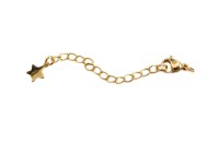 Удлинитель цепи с карабином Звезда, длина 7см, звено 4х3мм, цвет золото, латунь, 18К позолота, 27-139, 1шт