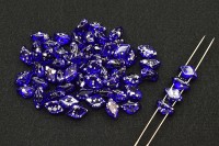 Бусины GemDuo 8х5мм, отверстие 0,8мм, цвет 30090/15481 кобальт, серебряные брызги, 709-027, 10г (около 64шт)