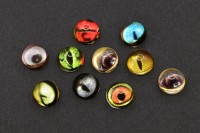 Кабошон стеклянный круглый с принтом Глаз 8х4мм, микс цветов, 2030-033, 10шт