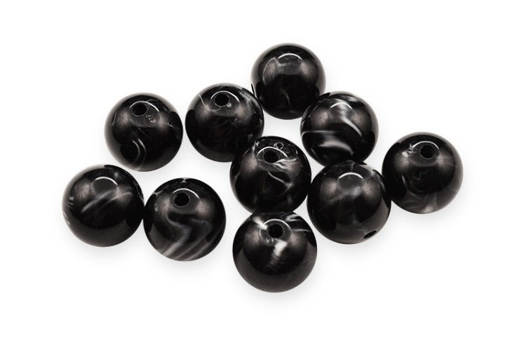 Бусины акриловые круглые 14мм, отверстие 2мм, цвет черный/белый, 535-007, 10шт Бусины акриловые круглые 14мм, отверстие 2мм, цвет черный/белый, 535-007, 10шт