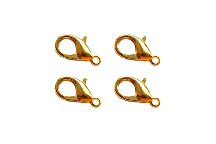 Замок-карабин 12х6мм, отверстие 1,5мм, цвет золото, сплав металлов, 07-029, 4шт Замок-карабин 12х6мм, отверстие 1,5мм, цвет золото, сплав металлов, 07-029, 4шт