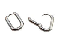 Серьги Конго Овал 19х14х3мм, латунь, родий, 21-437, 1 пара