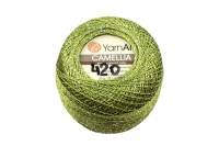 Пряжа Camellia YarnArt, цвет 0420 зеленый, 70% полиэстер/30% металлик, 20г, 190м, 1шт