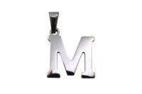 Подвеска-буква M 20х18х1,8мм, отверстие 3х7мм, цвет стальной, хирургическая сталь, 22-528, 1шт