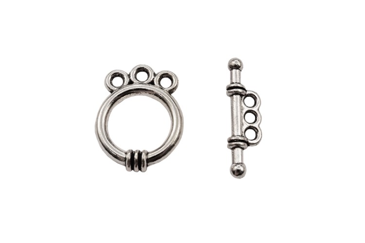 Замок тогл Круглый на 3 нити 18х14х3,5мм/20х6х3мм, отверстие 1,5мм, цвет античное серебро, сплав металлов, 12-002, 1 комплект Замок тогл Круглый на 3 нити 18х14х3,5мм/20х6х3мм, отверстие 1,5мм, цвет античное серебро, сплав металлов, 12-002, 1 комплект