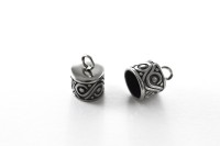 Концевик 13,5х10мм, внутренний диаметр 8мм, отверстие 3мм, цвет античное серебро, хирургическая сталь, 01-289, 2шт