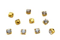 Шатоны Preciosa Maxima 3,2мм в оправе, цвет crystal DF Velvet/gold, 63-234, 10шт