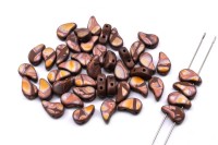 Бусины PaisleyDuo 8х5мм, отверстие 0,8мм, цвет 13600/27173 Chocolate/Capri Gold непрозрачный матовый, 751-085, 1 туба (около 22г)