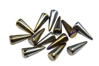 Бусины Spike beads 17х7мм, отверстие 0,8мм, цвет 23980/21415 коричневый ирис, 757-009, 10г (около 13шт)