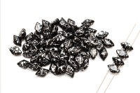 Бусины GemDuo 8х5мм, отверстие 0,8мм, цвет 23980/15481 черный, серебряные брызги, 709-075, 10г (около 64шт)