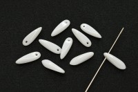 Бусины Dagger beads 11х3мм, отверстие 0,8мм, цвет 03000/20600 белый блестящий, 736-136, 10шт