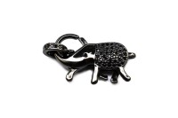 Замок-карабин Слон 25х15х6мм, отверстие 1,5мм, цвет черный, латунь/цирконий, 07-106, 1шт