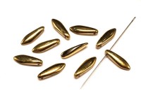 Бусины Dagger beads 16х5мм, отверстие 0,8мм, цвет 00030/26440 хрусталь/золотой, 736-079, 10шт