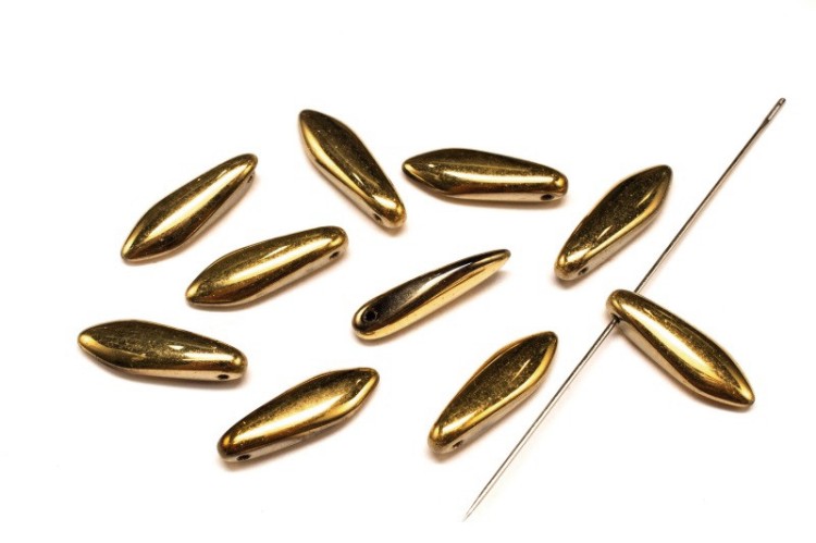Бусины Dagger beads 16х5мм, отверстие 0,8мм, цвет 00030/26440 хрусталь/золотой, 736-079, 10шт Бусины Dagger beads 16х5мм, отверстие 0,8мм, цвет 00030/26440 хрусталь/золотой, 736-079, 10шт