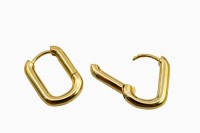Серьги Конго Овал 19х14х3мм, латунь, позолота, 21-438, 1 пара