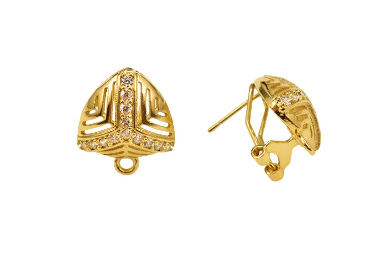 Гвоздики основы для серег 19х15х0,7мм, отверстие 2мм, цвет золото, латунь/цирконий, 21-212, 1 пара Гвоздики основы для серег 19х15х0,7мм, отверстие 2мм, цвет золото, латунь/цирконий, 21-212, 1 пара