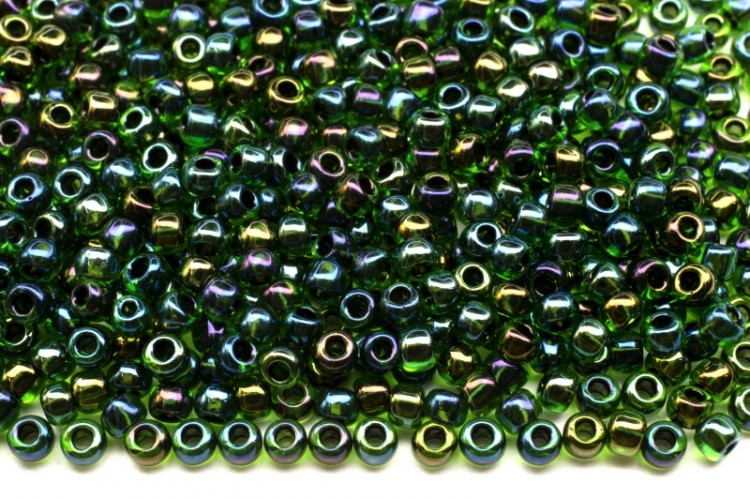 Бисер японский TOHO круглый 11/0 #0397 зеленый/фиолетовый радужный, окрашенный изнутри, 10 грамм Бисер японский TOHO круглый 11/0 #0397 зеленый/фиолетовый радужный, окрашенный изнутри, 10 грамм