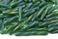 Бисер японский Miyuki Twisted Bugle 2,7х12мм #0179F зеленый, матовый радужный прозрачный, 10 грамм