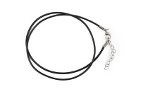 Основа для кулона или колье Шнур вощеный с карабином 2мм х 45см + 4см цепочка, цвет черный, латунь/хлопок, 34-033, 1шт