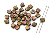 Бусины GINKO 7,5х7,5мм, отверстие 0,8мм, цвет 53410/27173 Green/Capri Gold непрозрачный матовый, 710-002, 1 туба (около 22г)