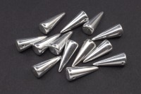 Бусины Spike beads 17х7мм, отверстие 0,8мм, цвет 00030/27000 серебро, 757-008, 10г (около 13шт)