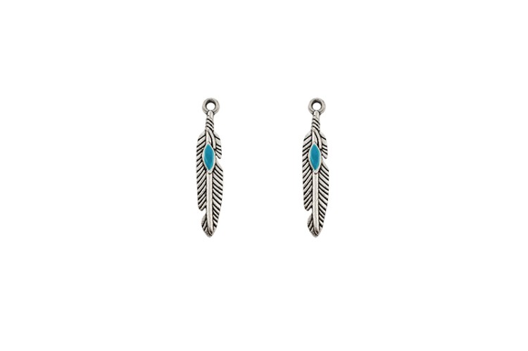 Подвеска Перышко 27х6х2мм, отверстие 1мм, цвет античное серебро, сплав металлов, 22-044, 2шт Подвеска Перышко 27х6х2мм, отверстие 1мм, цвет античное серебро, сплав металлов, 22-044, 2шт