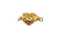 Замок-защелка Сердце 18х10х5мм, отверстие 2мм, цвет золото, латунь, 06-069, 1шт