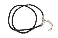 Основа для кулона Шнур плетеный из кожзаменителя с карабином 3мм х 42см, цвет черный, 34-002, 1шт