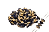 Бусины GemDuo 8х5мм, отверстие 0,8мм, цвет 33413/84110 синий/бежевый непрозрачный матовый, 709-120, 10г (около 64шт)