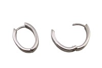 Серьги Конго Овал 18х15х4мм, латунь, родий, 21-428, 1 пара