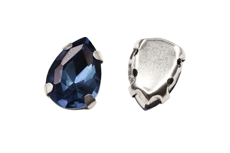 Кристалл Капля 10х7мм пришивной в оправе, цвет темно-синий, стекло, 43-123, 2шт Кристалл Капля 10х7мм пришивной в оправе, цвет темно-синий, стекло, 43-123, 2шт