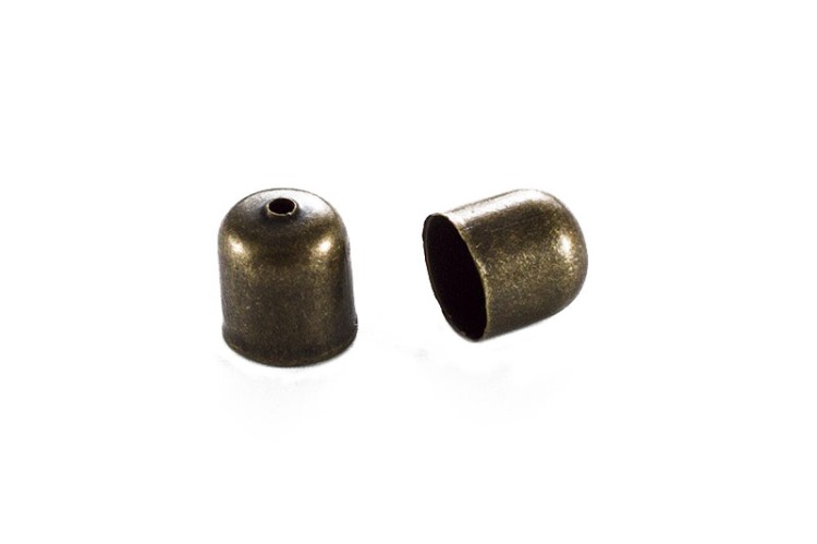 Концевик для шнуров 9х8мм, внутренний диаметр 7мм, отверстие 1,5мм, цвет античная бронза, железо, 01-126, 4шт Концевик для шнуров 9х8мм, внутренний диаметр 7мм, отверстие 1,5мм, цвет античная бронза, железо, 01-126, 4шт