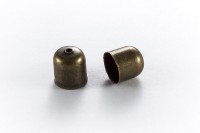 Концевик для шнуров 9х8мм, внутренний диаметр 7мм, отверстие 1,5мм, цвет античная бронза, железо, 01-126, 4шт