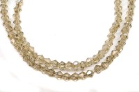 Бусина стеклянная биконус 3х3,5мм, цвет бежевый, гальваническое покрытие, прозрачная, 557-001, 1 нить (около 90шт)