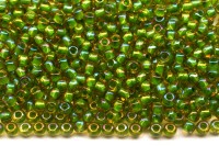 Бисер японский TOHO круглый 11/0 #0393 топаз/зеленый, окрашенный изнутри, 10 грамм